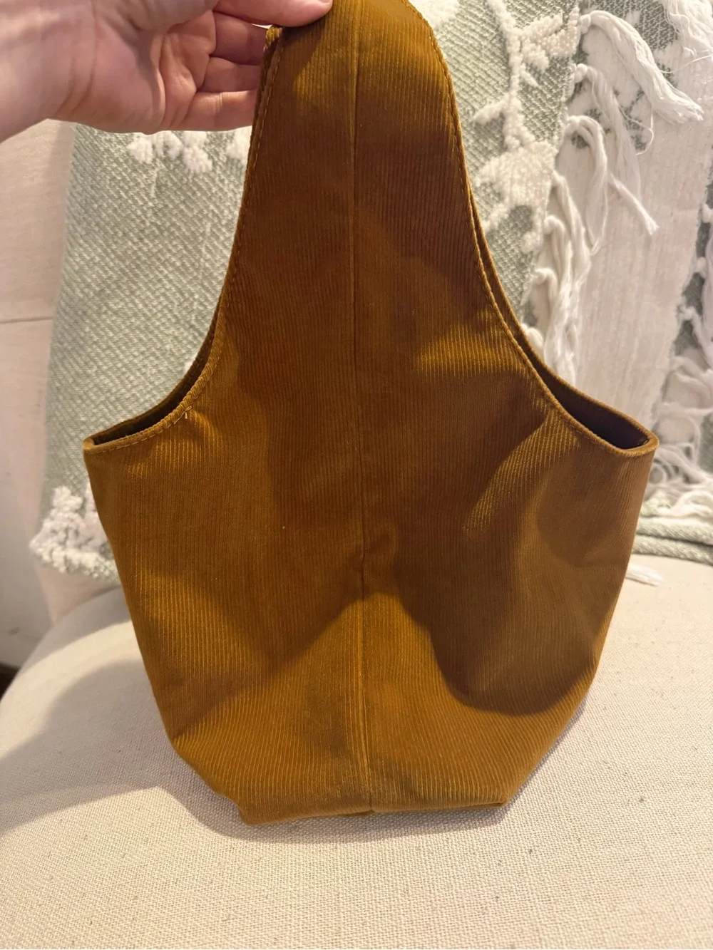 Merit Corduroy Makeup Tie Bag Clutch Mini Brown Luxe